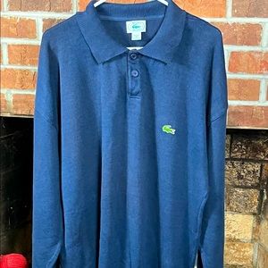 LACOSTE Men's 100% Cotton Collared Button Navy Blue XL Shirt / Sweater EUC!!!